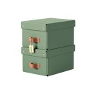 Caja de almacenamiento Leitz Puro con tapa, pequeña, 7L, cartón 100% reciclado, paquete de 2 - Verde - 7