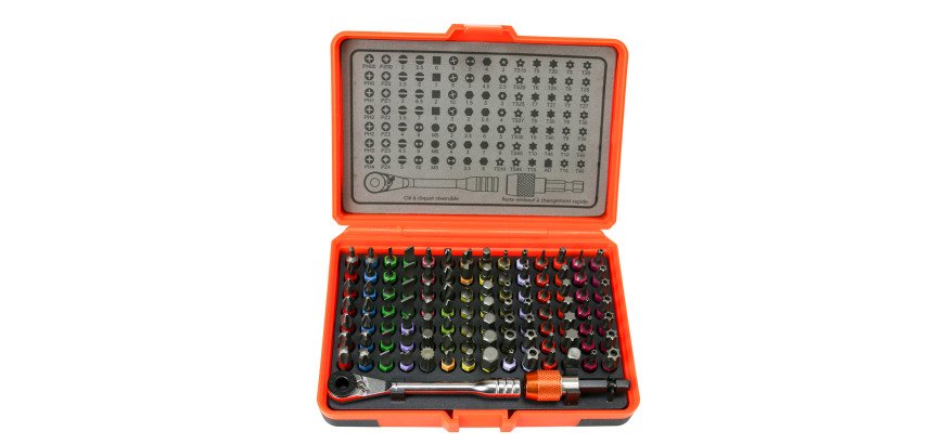 Coffret mini clé à cliquet + 98 embouts