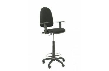 Taburete alto Ayna bali negro con brazos regulables