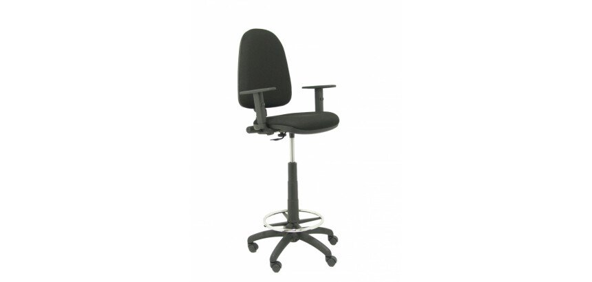 Taburete alto Ayna bali negro con brazos regulables