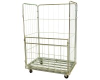 Roll acier zingué 3 ridelles + demi panneau avant rabattable 400 kg 1140 x 760 mm