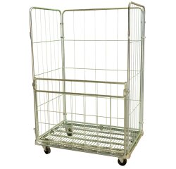 Roll acier zingué 3 ridelles + demi panneau avant rabattable 400 kg 1140 x 760 mm