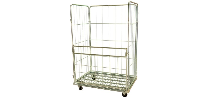 Roll acier zingué 3 ridelles + demi panneau avant rabattable 400 kg 1140 x 760 mm