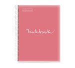 Notebook Emotions, Couverture souple, A4, quadrillage 5x5 mm, 80 feuilles de 1 couleur, Miquelrius, Rose.
