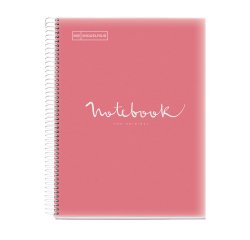 Notebook Emotions, Couverture souple, A4, quadrillage 5x5 mm, 80 feuilles de 1 couleur, Miquelrius, Rose.
