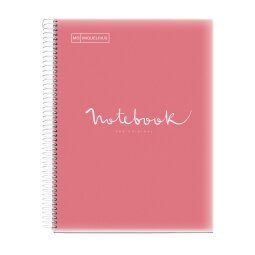 Notebook Emotions, Couverture souple, A4, quadrillage 5x5 mm, 80 feuilles de 1 couleur, Miquelrius, Rose.
