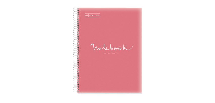 Notebook Emotions, Couverture souple, A4, quadrillage 5x5 mm, 80 feuilles de 1 couleur, Miquelrius, Rose.

