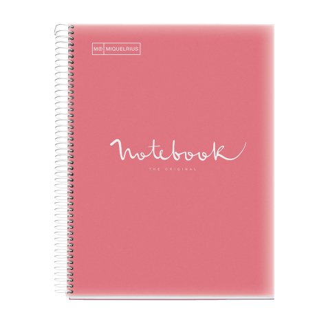 Notebook Emotions, Couverture souple, A4, quadrillage 5x5 mm, 80 feuilles de 1 couleur, Miquelrius, Rose.
