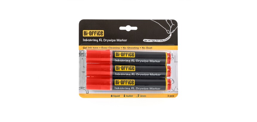 InkstringXL Pack 3 Rotuladores para Pizarra Blanca de Tinta Gel con Punta de 3mm – rojo