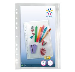 Pochettes perforées VIQUEL A4 zippée polypropylène lisse 20/100e