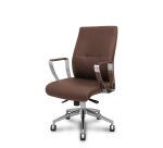 Sillón confidente Ergo540CS sincro similpiel marron base cromo ruedas cromadas