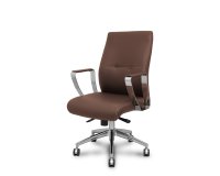 Sillón confidente Ergo540CS sincro similpiel marron base cromo ruedas cromadas