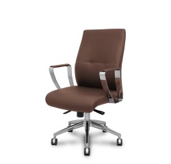 Sillón confidente Ergo540CS sincro similpiel marron base cromo ruedas cromadas