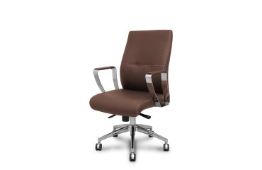 Sillón confidente Ergo540CS sincro similpiel marron base cromo ruedas cromadas