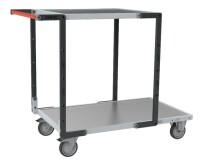 Servante montée 2 plateaux tôle galvanisée 250 kg 1000 x 600 mm et 700 x 600 mm roue TPE