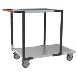 Servante montée 2 plateaux tôle galvanisée 250 kg 1000 x 600 mm et 700 x 600 mm roue TPE