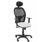 Silla de oficina Alocén malla con brazos regulables y cabecero - Asiento blanco