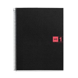 Notebook The Original, Couverture souple, A4, quadrillage 5x5 mm, 80 feuilles de 1 couleur, Miquelrius, Rouge.
