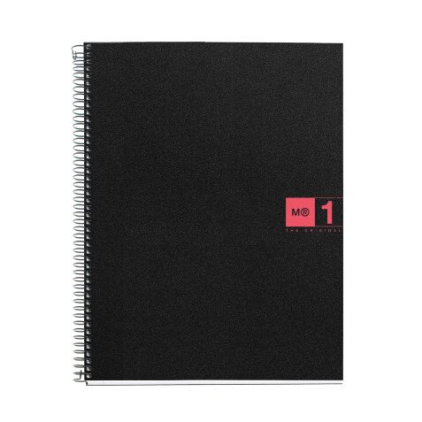 Notebook The Original, Couverture souple, A4, quadrillage 5x5 mm, 80 feuilles de 1 couleur, Miquelrius, Rouge.
