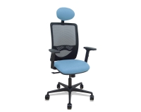 Silla de oficina Zulema con reposabrazos 2D y cabecera - Azul claro