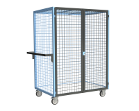 Servante grillagée 4 côtés verrouillable plateau bois 250 kg 1200 x 800 mm roue TPE