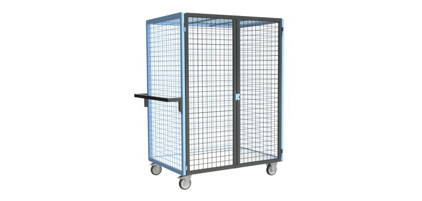 Servante grillagée 4 côtés verrouillable plateau bois 250 kg 1200 x 800 mm roue TPE