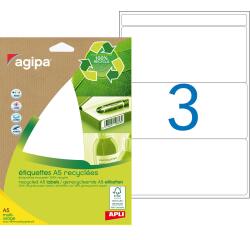 Etiquettes adresses multi-usages recyclées 64 x 133 mm Agipa - Pochette de 42