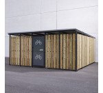 Abri vélo sécurisé Modèle 5x5m Décor Tôle et bois