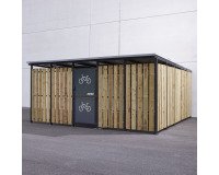 Abri vélo sécurisé Modèle 5x5m Décor Tôle et bois