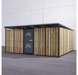 Abri vélo sécurisé Modèle 5x5m Décor Tôle et bois