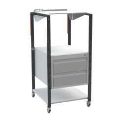 Pupitre à plan inclinable, 2 tiroirs, à roulettes, 150 kg