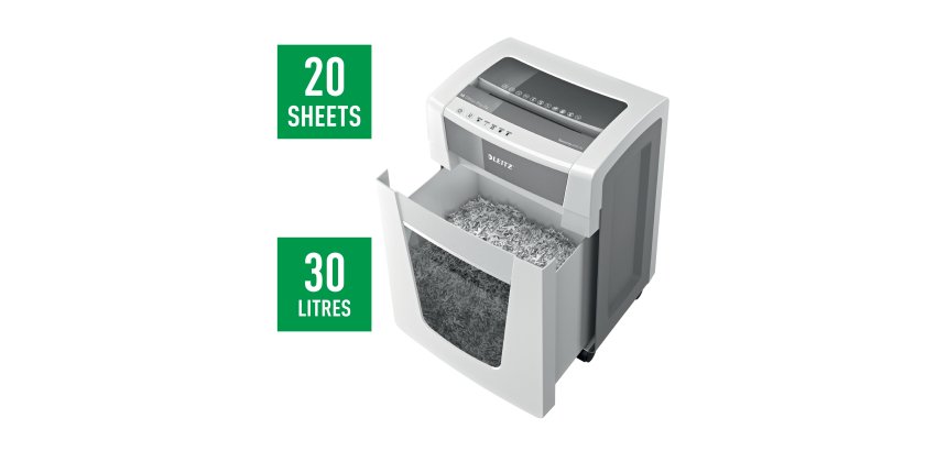 Destructora Leitz IQ Office Pro P4, blanco/plata
