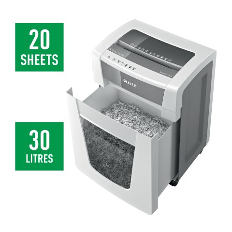 Destructora Leitz IQ Office Pro P4, blanco/plata