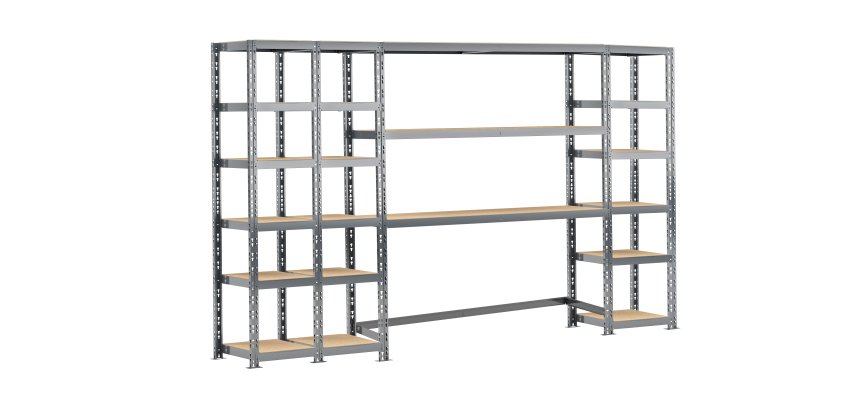 Rayonnage MODULO - Module 4 étagères - 21 plateaux