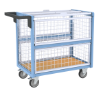 Chariot conteneur grillagé avec toit, 850 x 500 mm, 250 kg