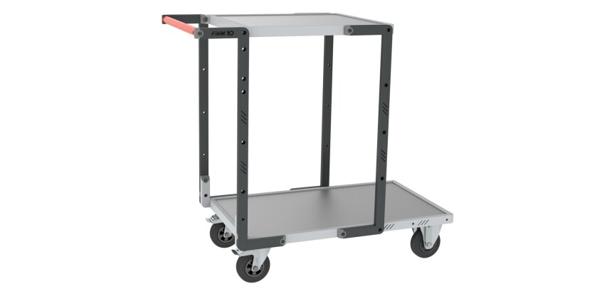 Servante montée 2 plateaux tôle galvanisée 250 kg 850 x 500 mm et 550 x 500 mm roue caoutchouc