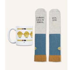 Kit Taza + Calcetines "Levántate con el Pie Derecho" talla 36-41
