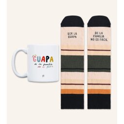 Taza + Calcetines "Ser la guapa de la familia no es fácil" talla 36-41
