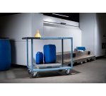 Servante mécano-soudée 2 plateaux tôle galvanisée 250 kg 1000 x 600 mm roue TPE