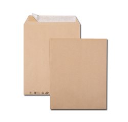 Pochette kraft brun 260x330 90 g/m² bande de protection - Boîte de 250