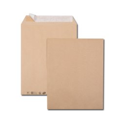 Boîte de 250 pochettes kraft brun 24 260x330 90 g/m² bande de protection