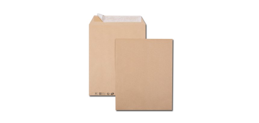 Pochette kraft brun 260x330 90 g/m² bande de protection - Boîte de 250