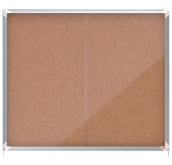 Vitrina NOBO Premium Plus de puerta corredera con fondo de corcho 15 x A4 hojas