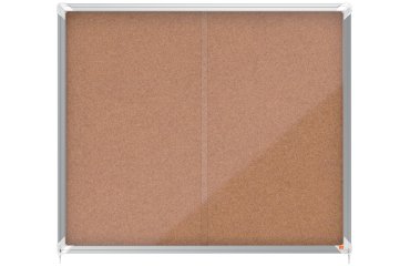 Vitrina NOBO Premium Plus de puerta corredera con fondo de corcho 15 x A4 hojas