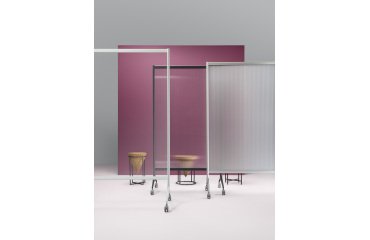 Mampara móvil separadora de espacios Ten Limit semi-transparente con ruedas - Anch 100 cm x Alt 180 cm