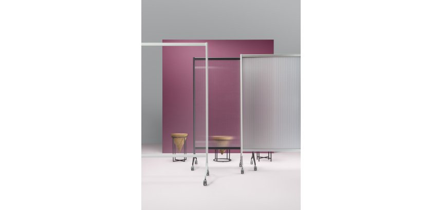 Mampara móvil separadora de espacios Ten Limit semi-transparente con ruedas - Anch 100 cm x Alt 180 cm
