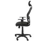 Fauteuil Alocén en maille noire, accoudoirs réglables, tête fixe, siège bali