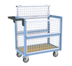 Chariot conteneur grillagé avec toit, 850 x 500 mm, 250 kg