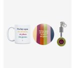 kit Taza + Posavasos + Llavero "No hay opos sin dramas"