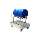 Chariot de rétention acier galvanisé 2 fûts 220 L 1230 x 840 x 1180 mm roue nylon